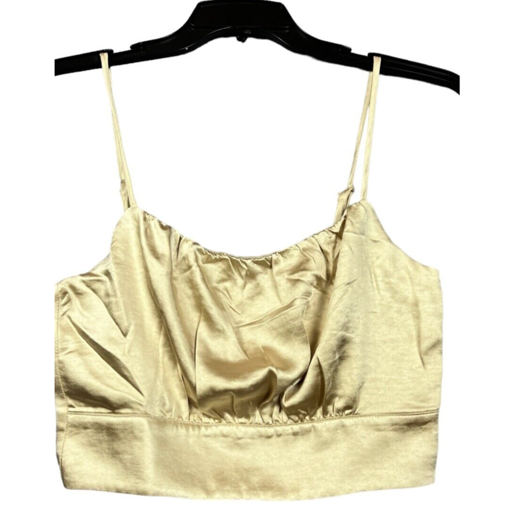 Lulu’s Luxe'd Out Champagne Satin Cropped Hem Tank Top L New With Tags
